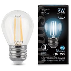 Лампочка светодиодная Gauss, 105802209, 9W, E27 (комплект из 3 штук)