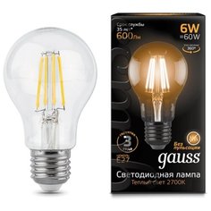 Лампочка светодиодная Gauss, 102802106, 6W, E27 (комплект из 3 штук)