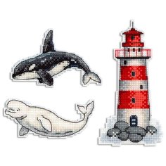 Набор для вышивания крестиком Жар-птица Магниты, "Морская история", 6*9, 4*9, 13*7 см