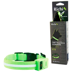 Ошейник Richi Led нейлоновый S 32-34 см зеленый