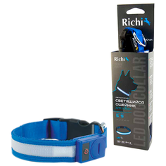 Ошейник Richi Led лента, нейлоновый S 32-34 см синий