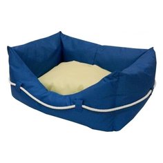 Лежак для собак и кошек ZOOexpress Пухлик Морская №2 49х36х22 см синий/бежевый