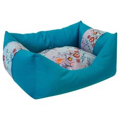Лежак для собак и кошек ZOOexpress Пухлик Дикие травы №2 49х36х22 см бирюзовый