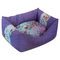 Лежак для собак и кошек ZOOexpress Пухлик Дикие травы №3 55х40х23 см сиреневый