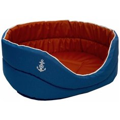 Лежак для собак и кошек ZOOexpress Морская №8 78х58х21 см синий/красный