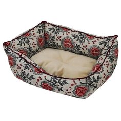 Лежак для собак и кошек ZOOexpress Пухлик косая ЭкоЛен + мебельная ткань №3 55х40х23 см бежевый