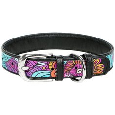 Ошейник WAU DOG Printed Leather 30-39 см лето/черный