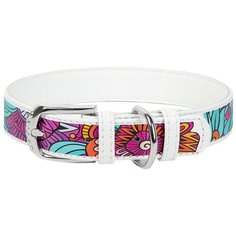 Ошейник WAU DOG Printed Leather 30-39 см лето/белый