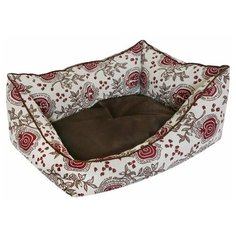 Лежак для собак и кошек ZOOexpress Пухлик косая ЭкоЛен + мебельная ткань №3 55х40х23 см коричневый