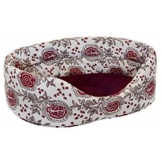 Лежак для собак и кошек ZOOexpress ЭкоЛён + мебельная ткань №2 43х30х16 см бордовый