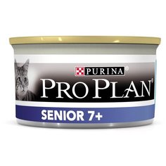 Влажный корм для пожилых кошек Pro Plan 7+, беззерновой, профилактика зубного камня, с тунцом 85 г (мусс)