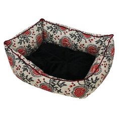 Лежак для собак и кошек ZOOexpress Пухлик косая ЭкоЛен + мебельная ткань №2 49х36х22 см черный