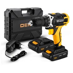 Аккумуляторная дрель-шуруповерт DEKO DKCD16FU-Li Li-Ion 1.5 А·ч 16 В х2 кейс с набором инструментов