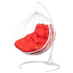 Кресло подвесное Bigarden "Gemini Promo", белое, красная подушка (чехол в подарок)