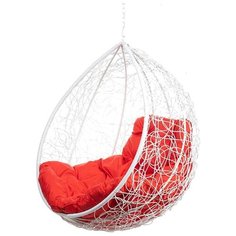 Кресло подвесное Bigarden "Tropica", белое, без стойки, красная подушка