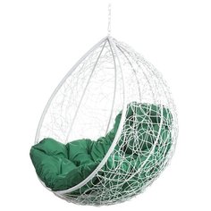 Кресло подвесное Bigarden "Tropica", белое, без стойки, зеленая подушка