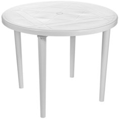 Стол обеденный садовый Стандарт Пластик круглый, белый