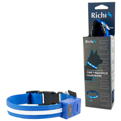 Ошейник Richi Led нейлоновый M 37-40 см синий