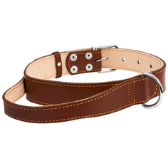 Ошейник COLLAR двойной с ручкой 0299 57-69 см коричневый