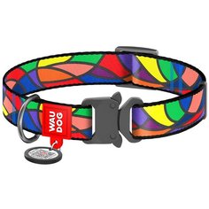 Ошейник WAU DOG Nylon с адресником и металлической пряжкой-фастекс 20 мм 24-40 см винтаж