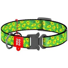 Ошейник WAU DOG Nylon с адресником и металлической пряжкой-фастекс 20 мм 24-40 см авокадо