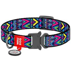 Ошейник WAU DOG Nylon с адресником и металлической пряжкой-фастекс 20 мм 24-40 см инди