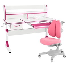Комплект парта + кресло + надстройка + органайзер + ящик Anatomica Smart-60 Lux молочный/розовый с розовым креслом Armata Duos