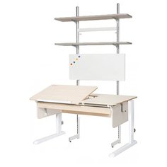 Стол детский Астек-Элара Лидер с ящиком и стеллажом 120x72 см береза/рамух/белый