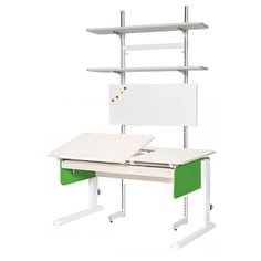 Стол детский Астек-Элара Лидер с ящиком и стеллажом 120x72 см рамух/зеленый/белый