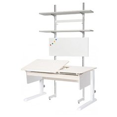Стол детский Астек-Элара Лидер с ящиком и стеллажом 120x72 см рамух/белый/белый