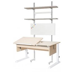 Стол детский Астек-Элара Лидер с ящиком и стеллажом 120x72 см береза/береза/белый