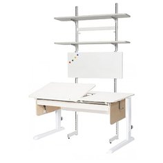 Стол детский Астек-Элара Лидер с ящиком и стеллажом 120x72 см рамух/береза/белый