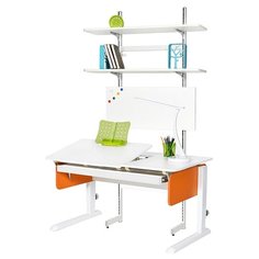 Стол детский Астек-Элара Лидер с ящиком и стеллажом 120x72 см белый/оранжевый/белый