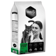 Сухой корм для кошек Amity для здоровья кожи и блеска шерсти, с курицей, с рисом 10 кг