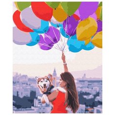 ВанГогВоМне Картина по номерам "Улетая с хаски" 40х50 см