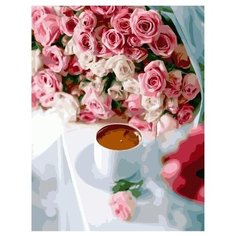 Картина по номерам Paintboy GX 34801 Розы и кофе 40х50 см