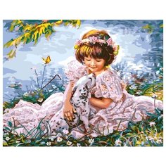Картина по номерам Paintboy GX 8553 Девочка с далматинцем 40х50 см