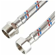 Подводка AQualine 50 см, для воды, сталь, гайка-штуцер