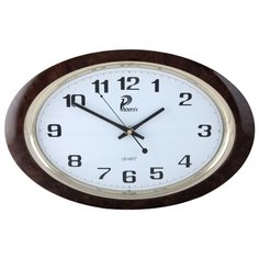 Настенные часы овальные PHOENIX P 121039 ободок под тёмный орех 40,2х26,2 см