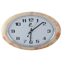 Настенные часы овальные PHOENIX P 121036 ободок под розовый с белым мрамор 40,2х26,2 см