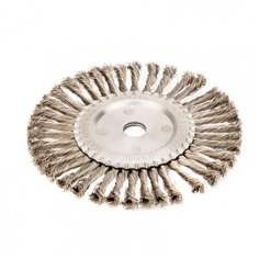 Щетка для УШМ, 200 мм, "Плоская", крученая нержавеющая проволока 0.5 мм, посадка 22.2 мм Denzel, 746383