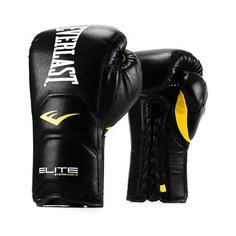 Перчатки тренировочные на шнуровке Everlast Elite Pro 14oz черные