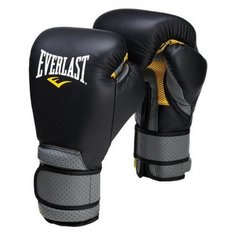 Перчатки тренировочные на липучке Everlast Pro Leather Strap 10oz черные