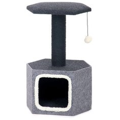 Ct-29 домик со стойкой и полкой серый/чёрный из фетра и сезаля, 42*35*67см Triol