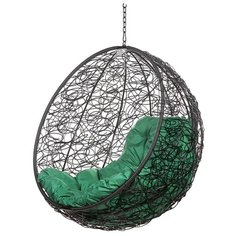 Кресло подвесное Bigarden "Kokos", черное, без стойки, зеленая подушка