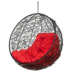 Кресло подвесное Bigarden "Kokos", черное, без стойки, красная подушка