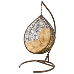 Кресло подвесное Bigarden "Tropica", коричневое, со стойкой, коричневая подушка (чехол в подарок)