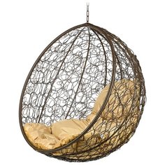 Кресло подвесное Bigarden "Kokos", коричневое, без стойки, коричневая подушка