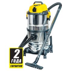 Kolner KVC 1800DS Строительный пылесос 1800Вт, объем бака 35л (два бака: 15+ 20л), рабочее разряжение 190мБар, режимы работы: всасывание/ выдувание, тип уборки: сухая и влажная, с розеткой для электроинструмента 1,6кВт, длина сетевого кабеля 5м, вес 5