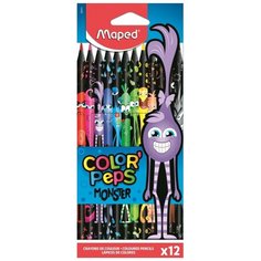 Карандаши цветные Maped Black Monster, 12 шт, пластиковые (862612)